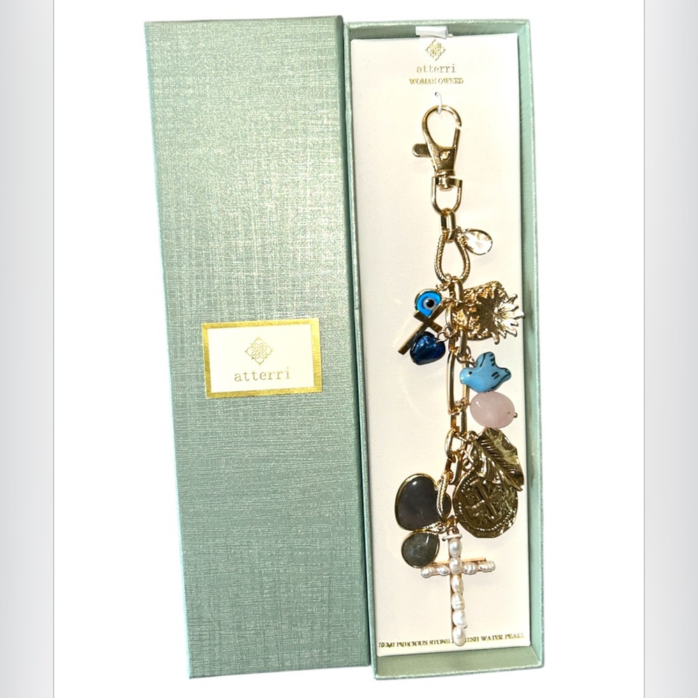 Atterri Bohemian Freshwater Pearl Abstract Religious Gold Bag Charm NEW $118 - Picture 4 of 8